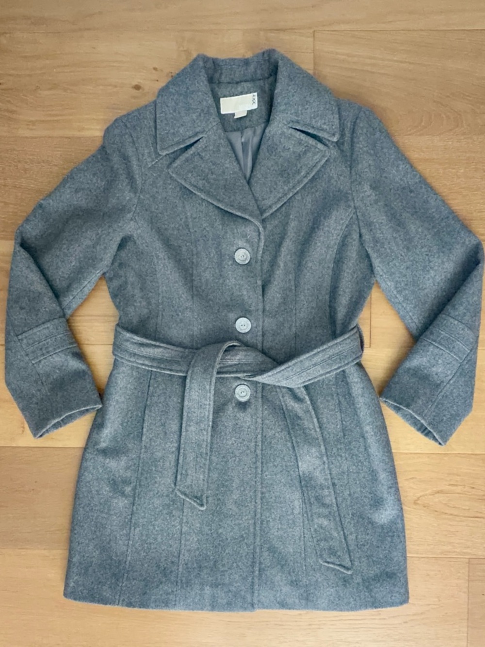MICHAEL Michael Kors Wool Blend Double-Breasted Belted Wrap Coat Grey Women's XL